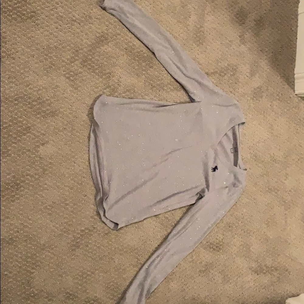 abercrombie kids v neck sparkle long sleeve shirt